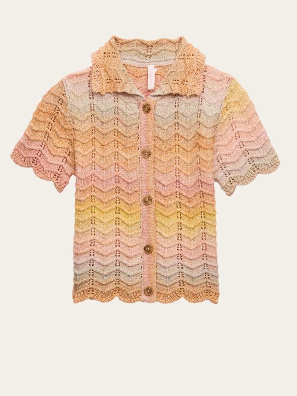 Girls Zimmerman Multicolor Crochet Button-Up Top